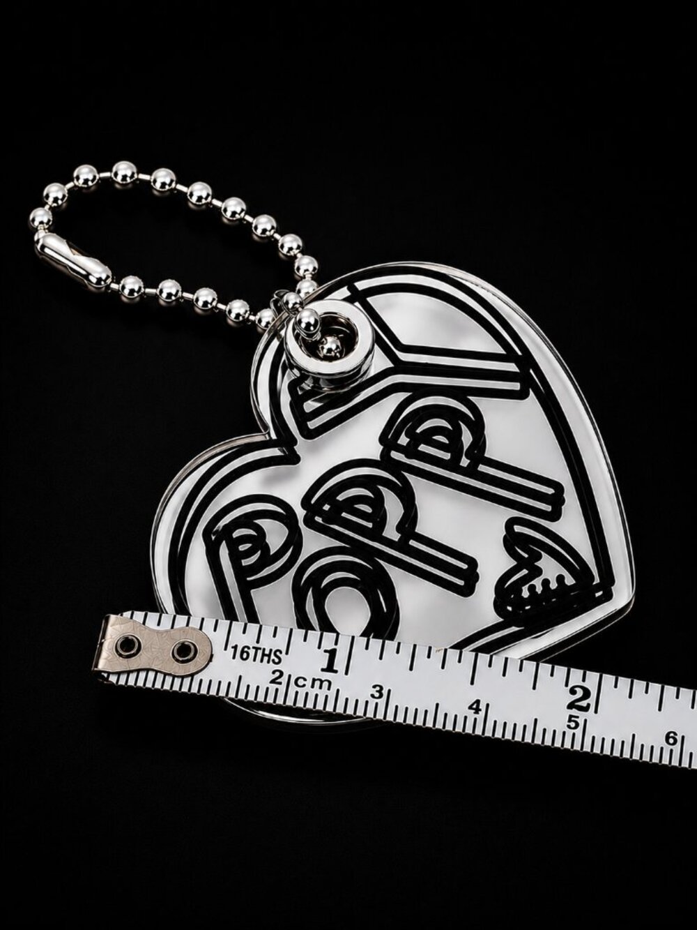 COACH Poppy Graffiti Heart Mirror Acrylic Bag Charm Keychain Silver Y2K Rare - Picture 9 of 9